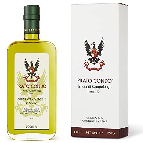 PRATO CONDO Premium Extra Vergine Olivenöl | Italienisches Olivenöl kaltgepresst | Hoher Polyphenol Gehalt | Seit 1690 nach alter Familientradition mit Oliven aus 100% Eigenanbau hergestellt | 500ml