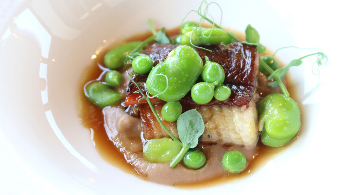 Anguilla arrostita, Fagioli Lamon e Piselli novelli - goodstuff AlpeAdria